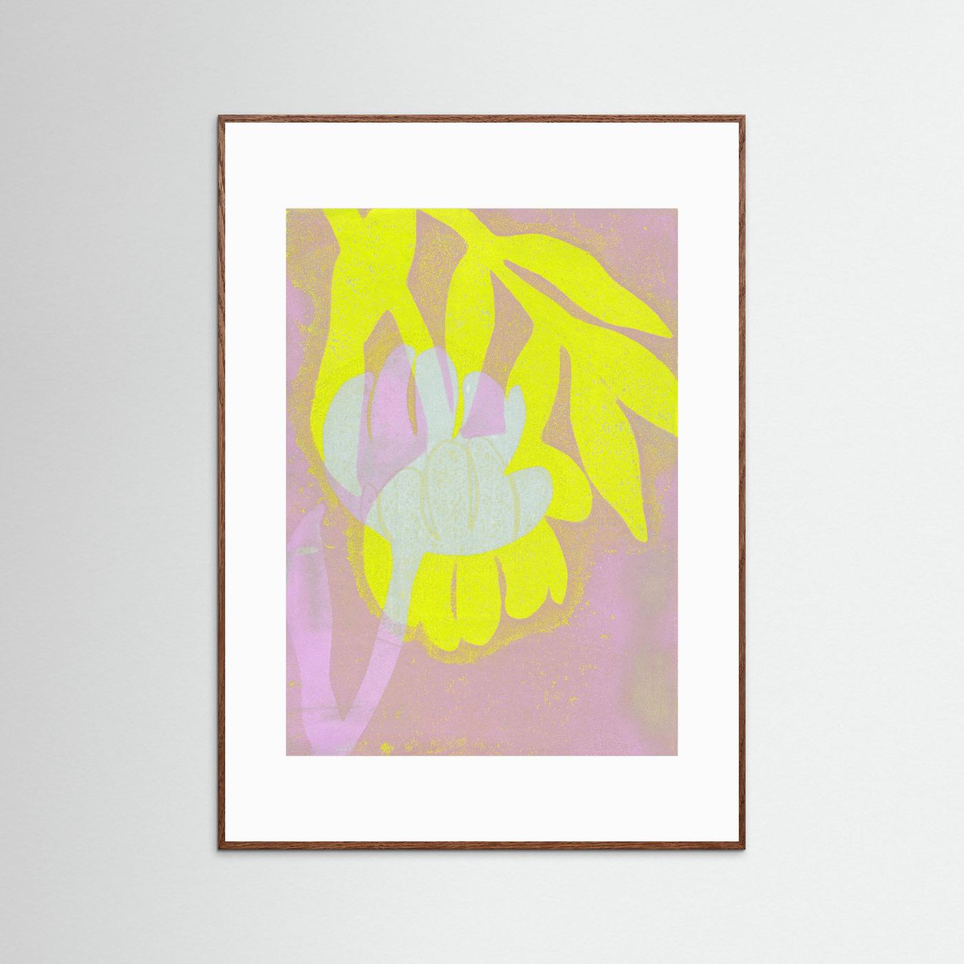 'Tulip Yellow' Gelli Art - Framed Paper Art Print