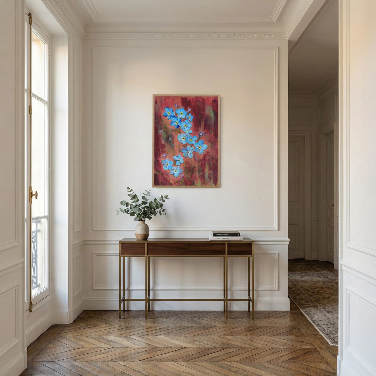 'Vergeet-me-nietjes' Schilderij Bloemen - Ingelijste Fine Art Paper Print