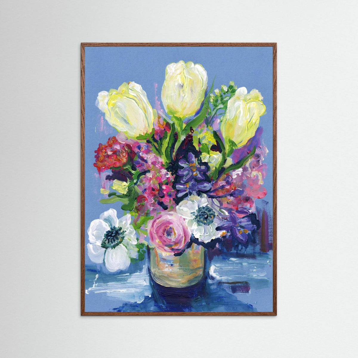 ‘Hello Spring’ Schilderij Bloemen - Ingelijste Fine Art Paper Print