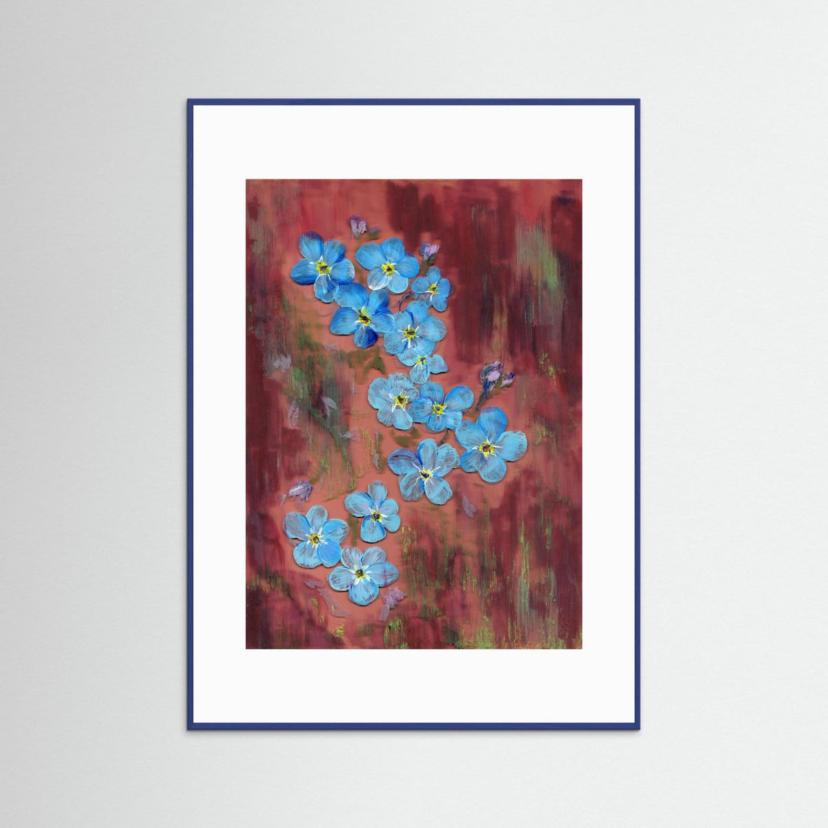 'Vergeet-me-nietjes' Schilderij Bloemen - Ingelijste Fine Art Paper Print