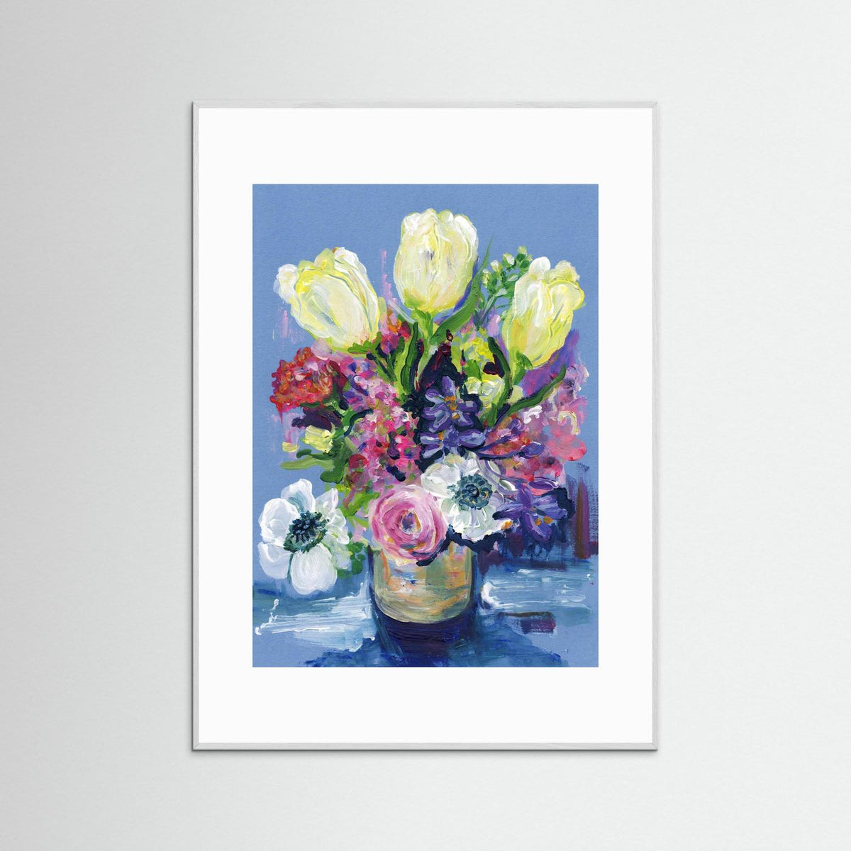 ‘Hello Spring’ Schilderij Bloemen - Ingelijste Fine Art Paper Print
