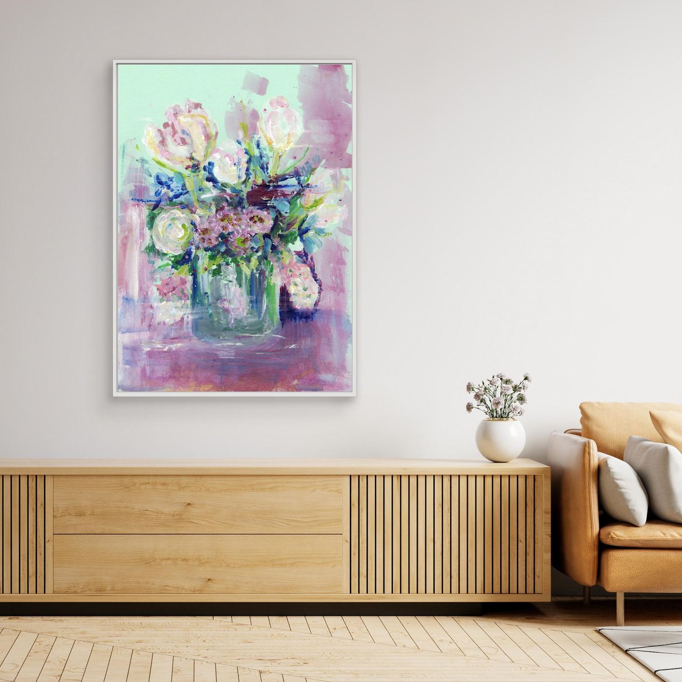 'Soft Spring Flowers' Painting - Framed Canvas Art Print