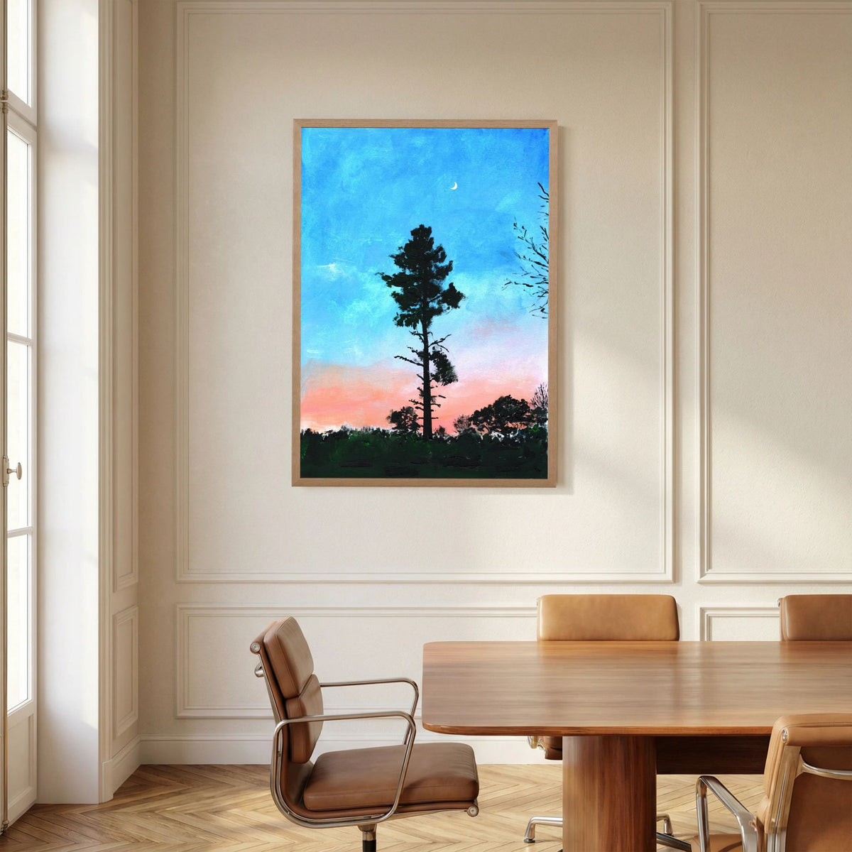 'Maan' Schilderij Landschap - Framed Fine Art Paper Print