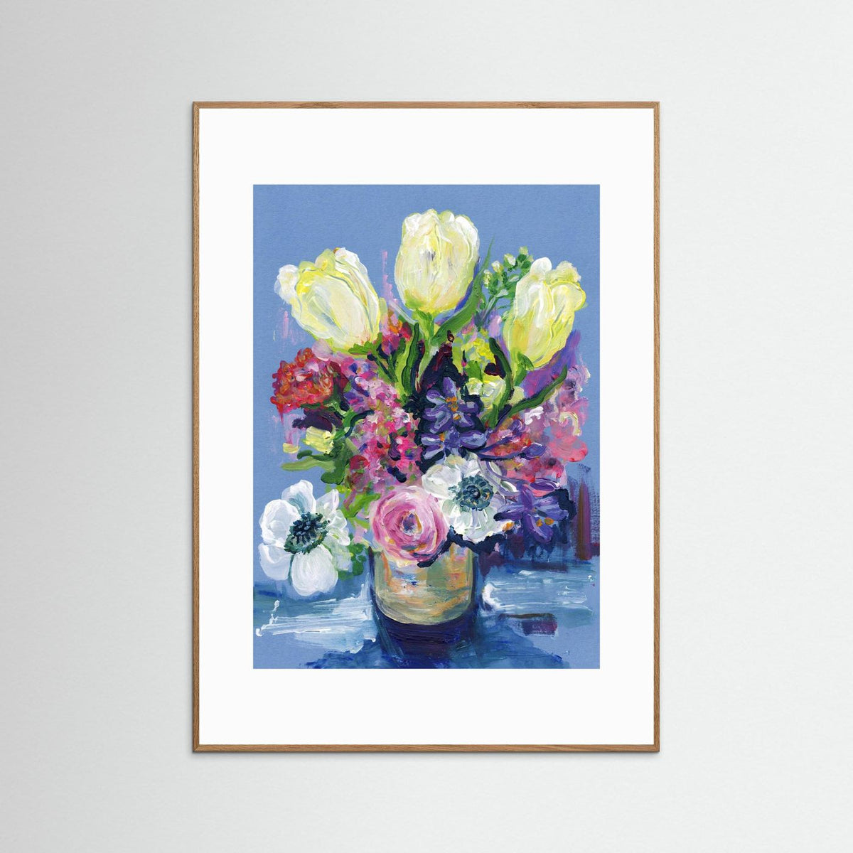 ‘Hello Spring’ Schilderij Bloemen - Ingelijste Fine Art Paper Print