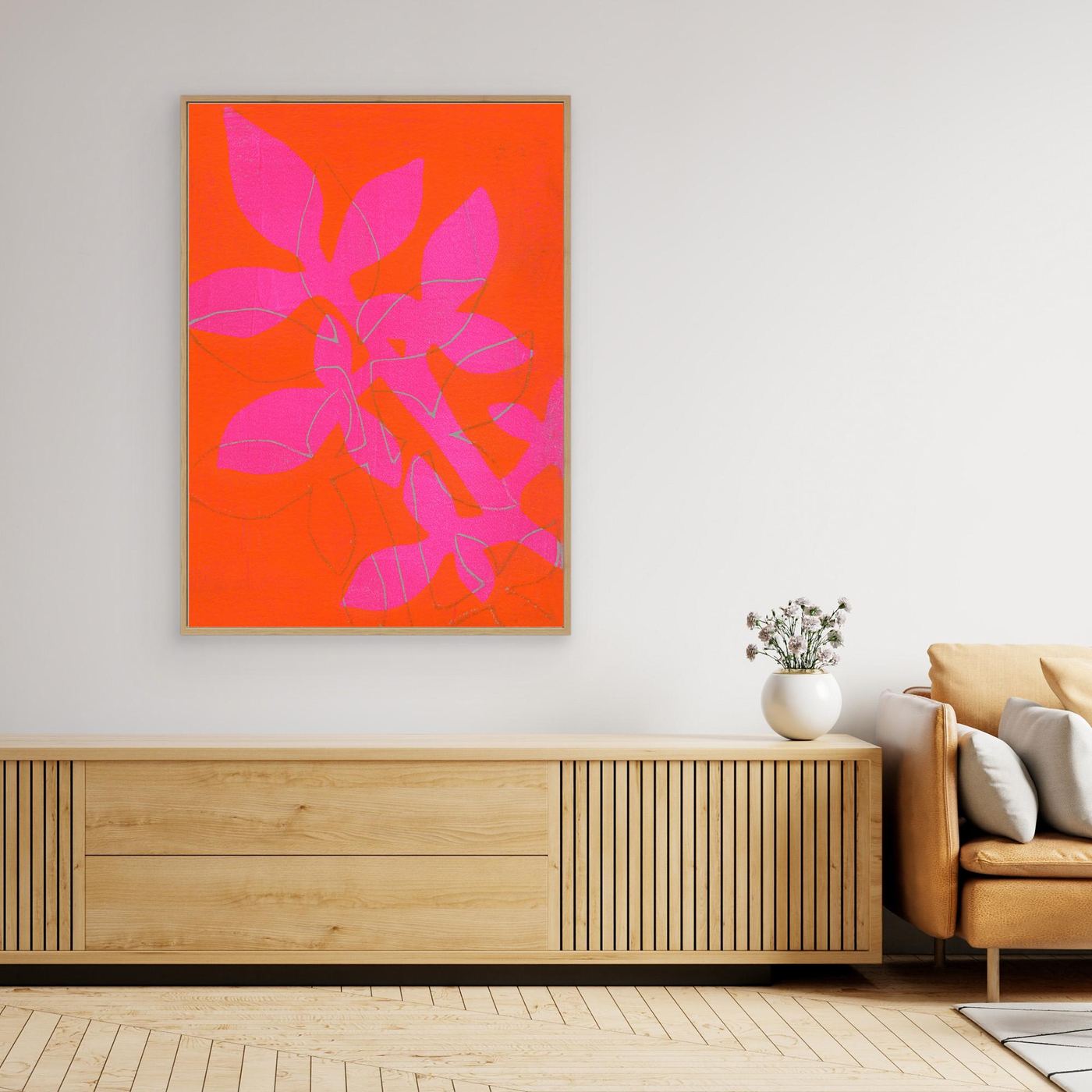 'Branch in Bold' Gelli Art - Framed Canvas Art print