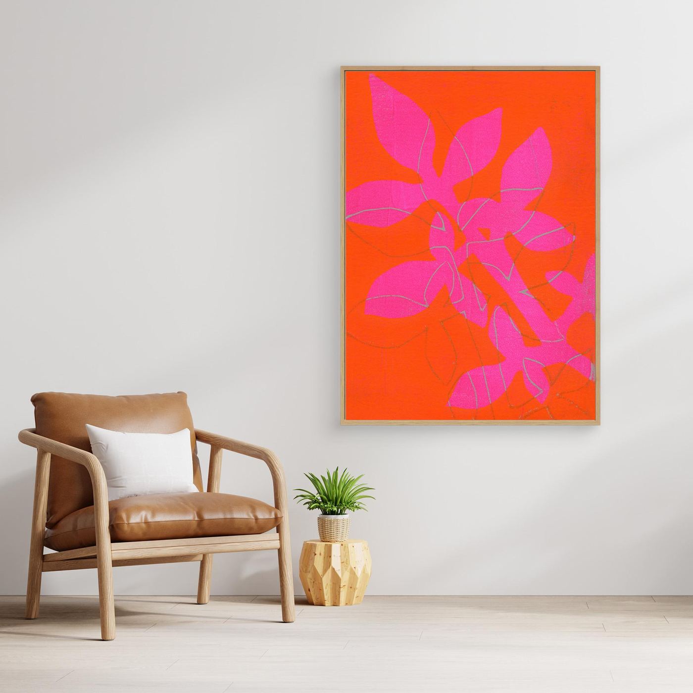'Branch in Bold' Gelli Art - Framed Canvas Art print