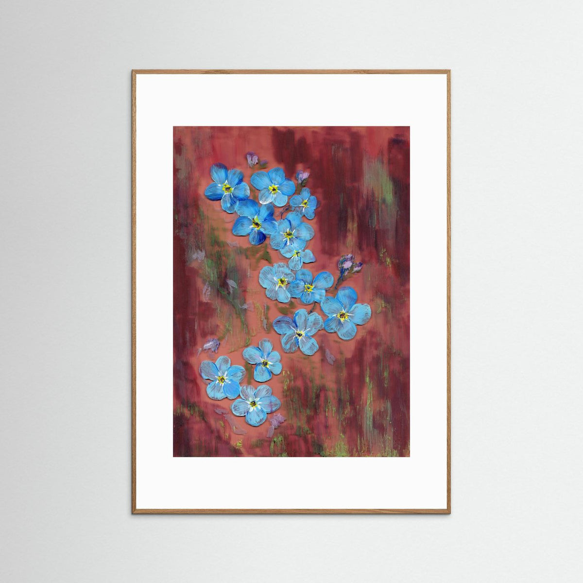 'Vergeet-me-nietjes' Schilderij Bloemen - Ingelijste Fine Art Paper Print